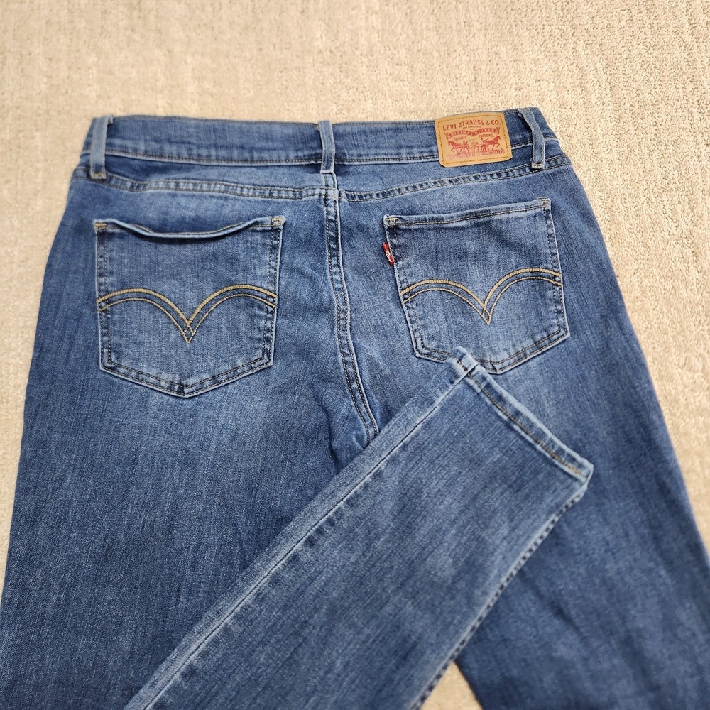 Levis 524 Jeans Women 11 Skinny Stretch Denim Whiskers Blue